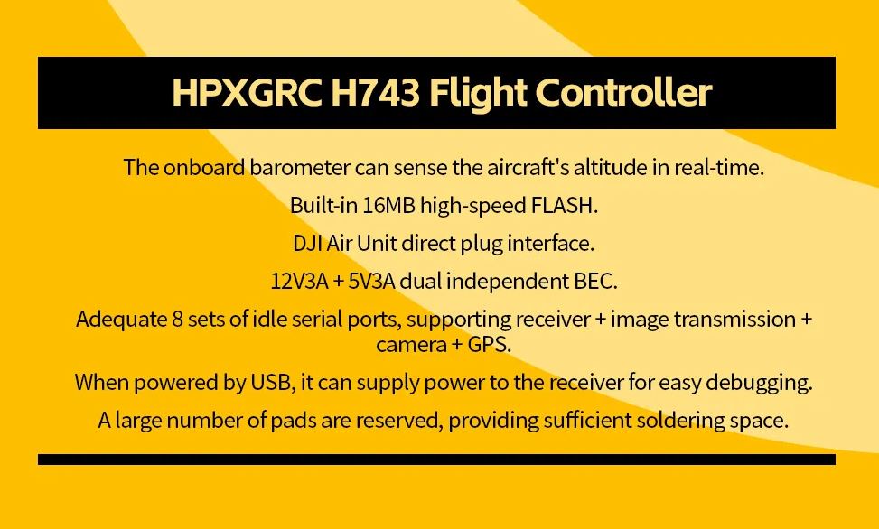 HPXGRC H743 Flight Controller in-built Barometer & Dual Gyroscope With ...
